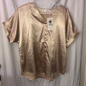 Silk Cream Short Sleeve Top Size 3XL (Runs smaller so fits like an XL/L)